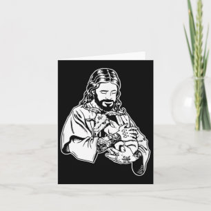 Jesus Holding Goat Baphomet Occult Satanic Tattooe Card