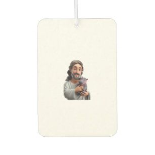 Jesus Holding Moo Deng_ Art Blending Whimsy Faith Car Air Freshener