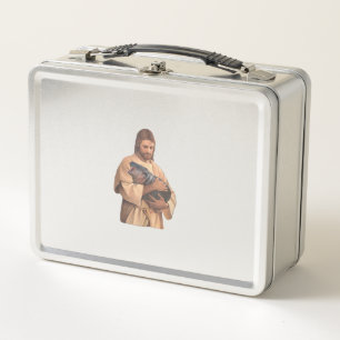 Jesus Holding Moo Deng Tank Top Metal Lunch Box
