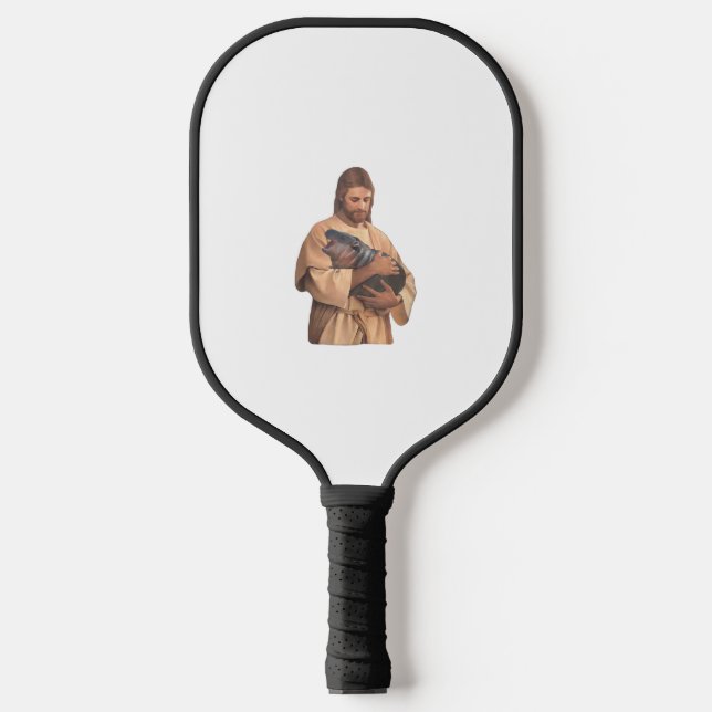 Jesus Holding Moo Deng Tank Top Pickleball Paddle (Front)