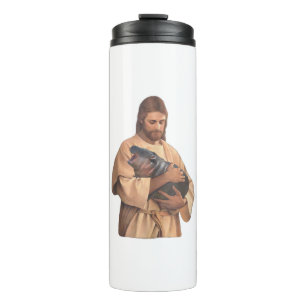 Jesus Holding Moo Deng Tank Top Thermal Tumbler