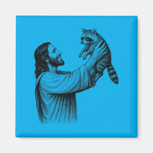 Jesus Holding Racoon Christian Performance Magnet