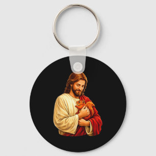 Jesus holding squirrel christian key ring