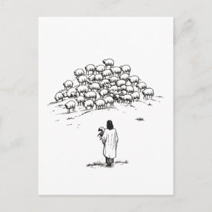 Jesus Holding the Lost Lamb Among the Flock Postcard