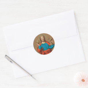 Jesus Holding Up the Eucharist (SNV 050) Classic Round Sticker