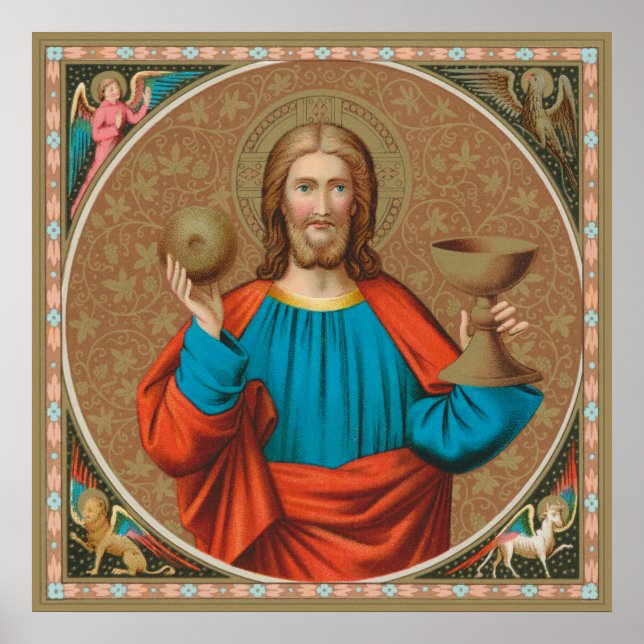 Jesus Holding Up the Eucharist (SNV 050) Poster (Front)