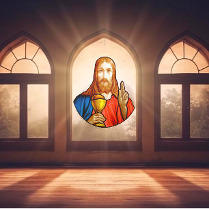Jesus Holy Communion Faux Stained Glass