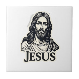 Jesus Holy Name Vintage Engraving Shirt 2 Ceramic Tile