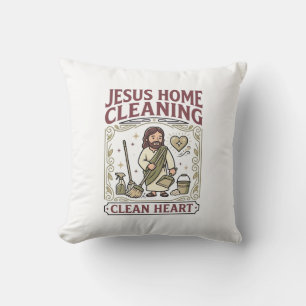 Jesus Home Cleaning Clean Heart Jesus Home Cleanin Cushion