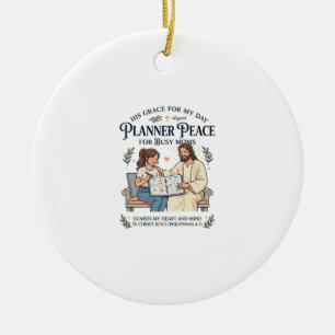 Jesus Homeschool Mum Planner Shirt Faith Based Des Ceramic Ornament