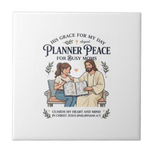 Jesus Homeschool Mum Planner Shirt Faith Based Des Ceramic Tile