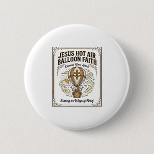 Jesus Hot Air Balloon Faith Jesus Hot Air Balloon  6 Cm Round Badge