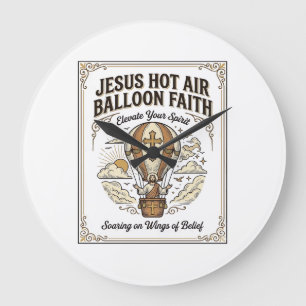 Jesus Hot Air Balloon Faith Jesus Hot Air Balloon  Large Clock