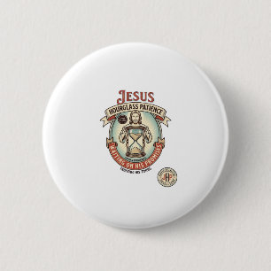 Jesus Hourglass Patience Jesus Hourglass Patience  6 Cm Round Badge