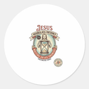 Jesus Hourglass Patience Jesus Hourglass Patience  Classic Round Sticker