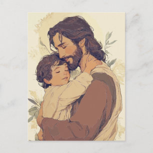 Jesus Hugging Child – Faith Encouragement Postcard