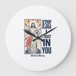 Jesus I Trust In You Divine Mercy Shirt Design_1 Large Clock