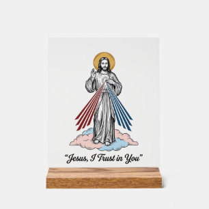 Jesus I Trust in You Vintage Engraving Shirt Desig Acrylic Sign