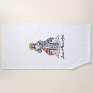Jesus I Trust in You Vintage Engraving Shirt Desig Beach Towel