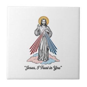 Jesus I Trust in You Vintage Engraving Shirt Desig Ceramic Tile