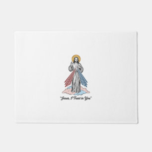 Jesus I Trust in You Vintage Engraving Shirt Desig Doormat
