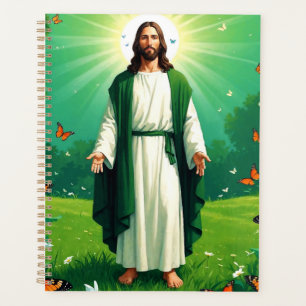 Jesus in a Garden Surrounded by Butterflies Planner