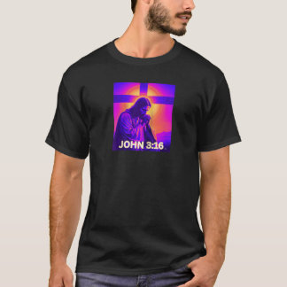 JESUS IN A PRAYER Digital Art Raglan Baseball Tee