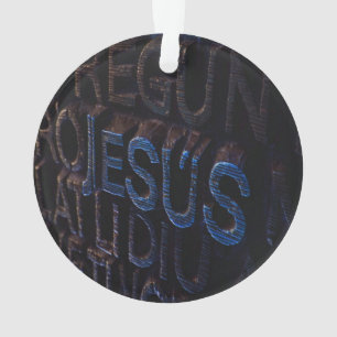 Jesus in Blue Stone Christian God Love Ornament
