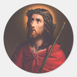 Jesus in Crown of thorns Classic Round Sticker
