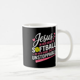 Jesus In Her Heart And Softball In Her Hand Softba Coffee Mug