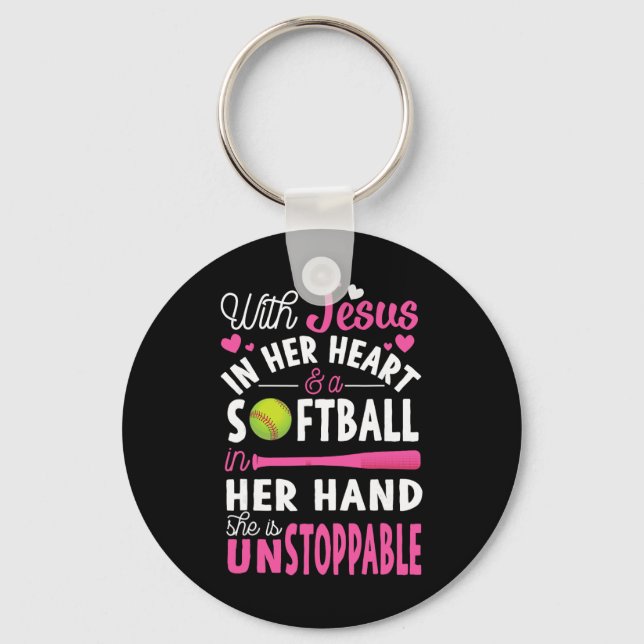 Jesus In Her Heart Softll Hand Funny Pitcher Gift  Key Ring (Front)