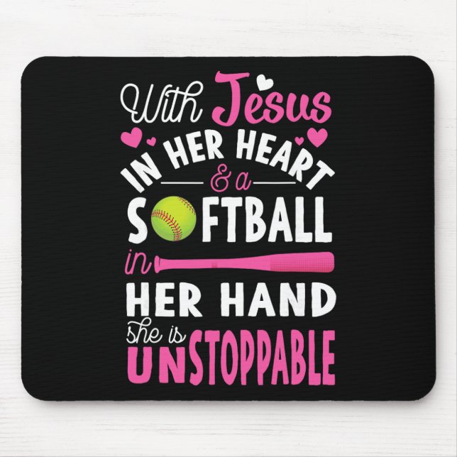 Jesus In Her Heart Softll Hand Funny Pitcher Gift  Mouse Pad (Front)