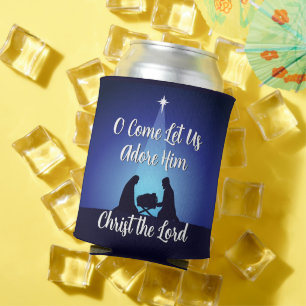 Jesus in Manger Religious Christmas Nativity Scene Can Cooler