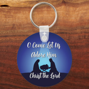 Jesus in Manger Religious Christmas Nativity Scene Key Ring