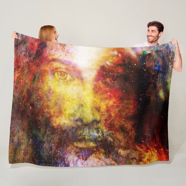 JESUS IN MULTI COLOR FLEECE BLANKET (In Situ)