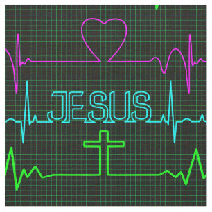 Jesus in my heart Rhythm cardiogram Medical doctor Fabric