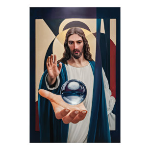 Jesus in Neo-Cubist Elegance Modern Abstract Wall Photo Print