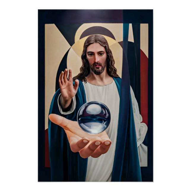 Jesus in Neo-Cubist Elegance Modern Abstract Wall  Poster (Front)