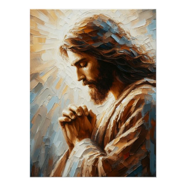 Jesus in Prayer Acrylic Style Art Poster (Front)