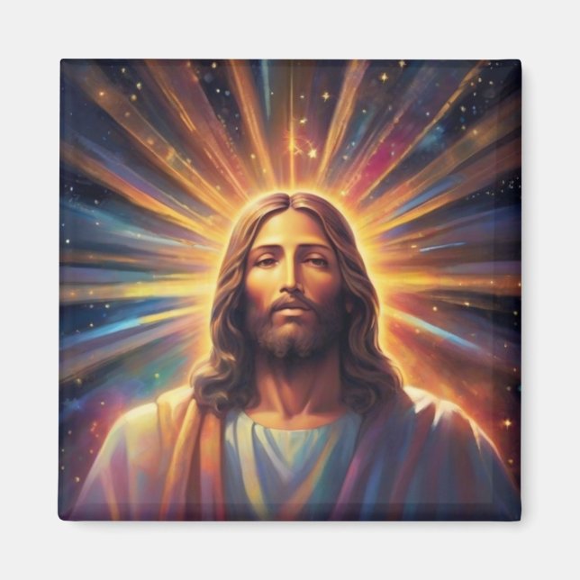 Jesus in radiant beam of colour 1 magnet (Front)