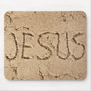 Jesus in sand mouse pad