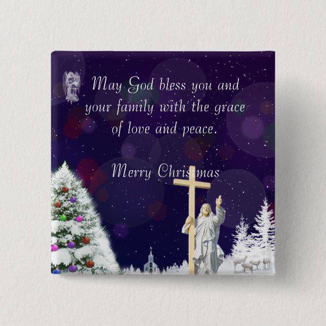 Jesus in Snow 15 Cm Square Badge (Front)
