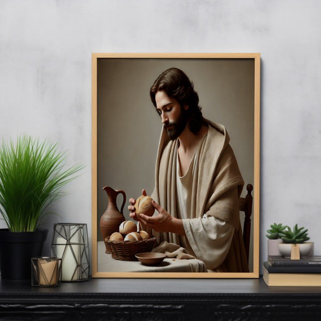 Jesus in Solitude Breaking Sacred Bread Poster (Creator Uploaded)