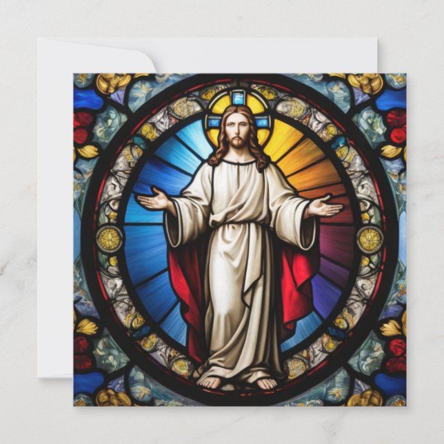 Jesus in stained glass style invitation (Front)