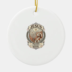 Jesus Incense Prayer Rising Jesus Incense Prayer R Ceramic Ornament