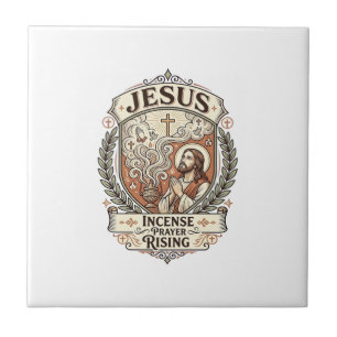 Jesus Incense Prayer Rising Jesus Incense Prayer R Ceramic Tile
