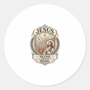 Jesus Incense Prayer Rising Jesus Incense Prayer R Classic Round Sticker