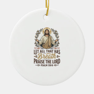Jesus Indie Folk Acoustic Worship Graphic Tee Chri Ceramic Ornament