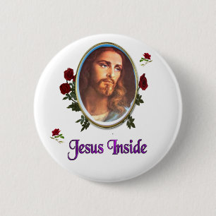 Jesus inside 6 cm round badge