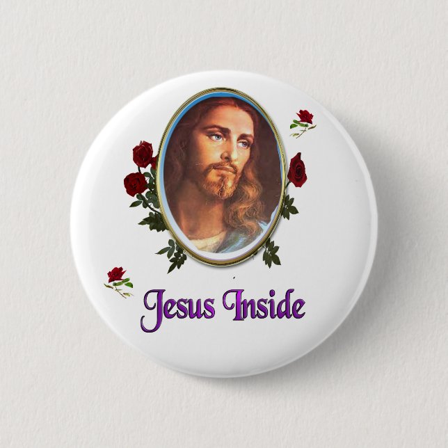 Jesus inside 6 cm round badge (Front)
